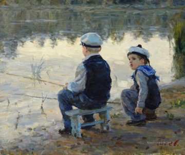 Kinder Werke - Angeln Jungen VG 02 Impressionismus